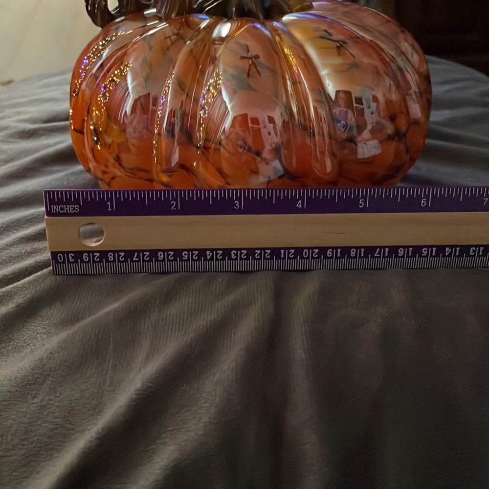 Blown Glass Light Up Pumpkin - Picture 4 of 6
